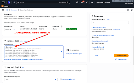 Instance Type t2.medium